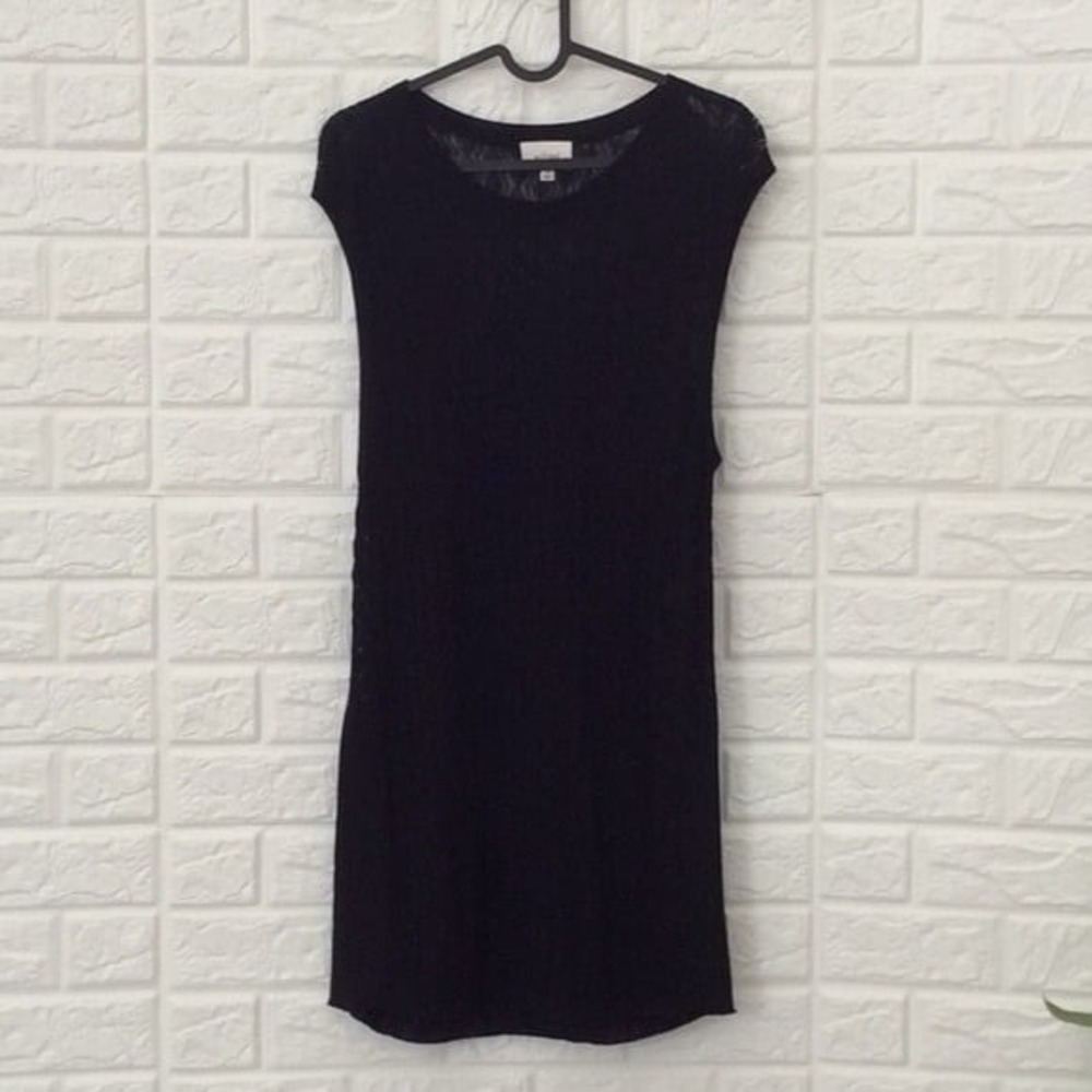 Wilfred open knit sweater tunic or black sheer dress womens size M‎